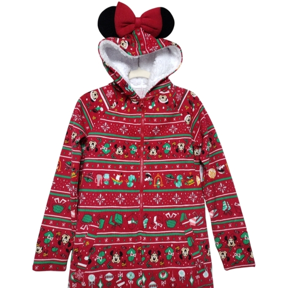 Disney Parks Minnie Mouse Holiday Christmas Onesie Bodysuit Pajamas Size XS - Picture 2 of 8